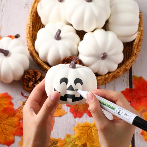 White Artificial Pumpkin Decor Set - 60 Mini Foam Pumpkins for Fall Halloween Thanksgiving