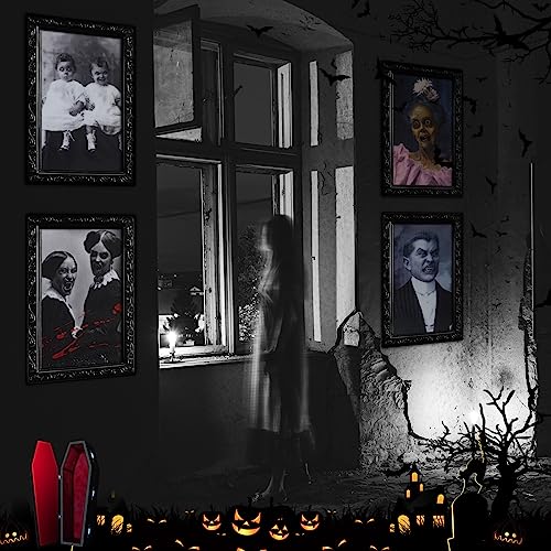 17 Pack Halloween 3D Portrait Frames with Moving Faces - Haunted House Wall Decor