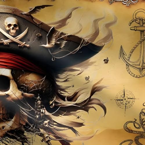 Pirate Backdrop 5x3ft Treasure Map Banner Skull for Pirate Party Halloween Photo Booth