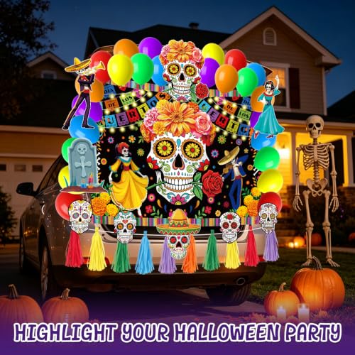 Día De Los Muertos Trunk or Treat Car Decoration Kit Halloween Fiesta Party Supplies