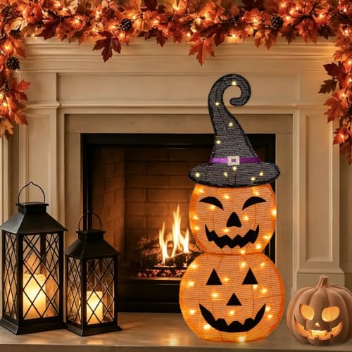 36-Inch Lighted Halloween Pumpkin Decorations with 36 LEDs - Pumpkin Variation