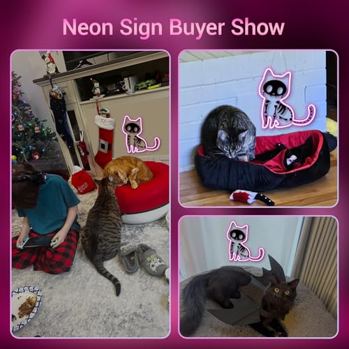 Pink Cat Neon Sign - Cute Animal Neon Light for Pet Spaces with Variation Colorful A Cat
