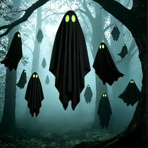 45-Inch Hanging Ghost Halloween Decorations Outdoor Spooky Decor with Glow Eyes
