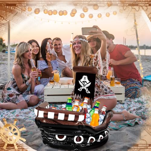 Inflatable Pirate Ship Drink Cooler - Stylish Style, Large Capacity Summer Party