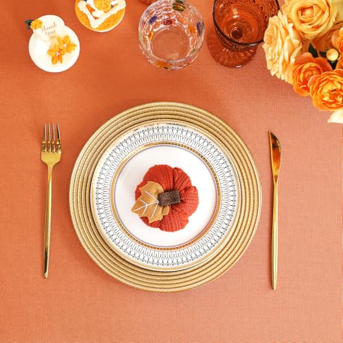 Midsummer Breeze Orange Fall Tablecloth 55x120 Inches Rectangular with Fringed Edges