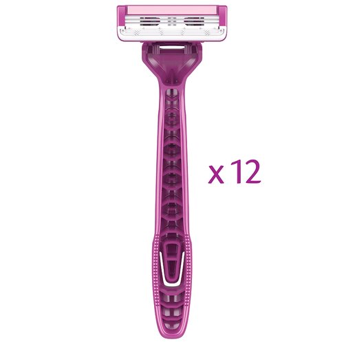 Pure Silk Contour 3 Premium Disposable Razor Value Pack Bundle (3 Packs/12 Total Razors)