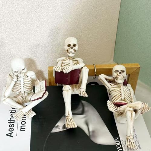 Cross-Legged Skeleton Figurine Halloween Decor Gothic Horror Sculpture