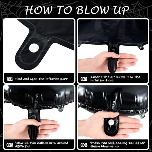 Halloween Foil Balloons Set - 33 Inch Spider & 48 Inch Bat Decorations for Parties