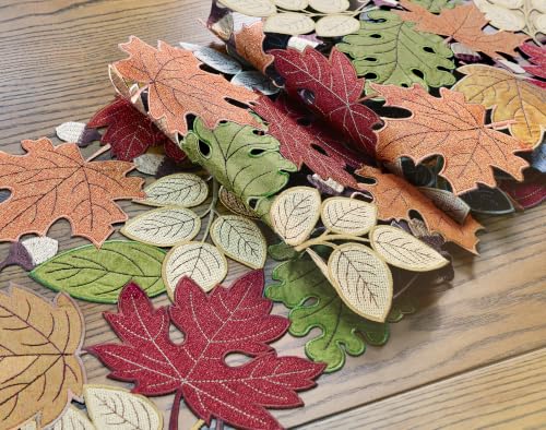 KEVA Fall Maple Leaves Table Runner 13x72in for Thanksgiving Autumn Decor