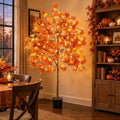 Outdoor Fall Maple Tree with Lights - 6.5ft Artificial Porch Decor - 1 Pcs