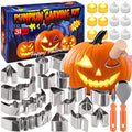 Pumpkin Carving Kit for Kids with Stencils, LED Candle Lights & Tools - Halloween Decorations
