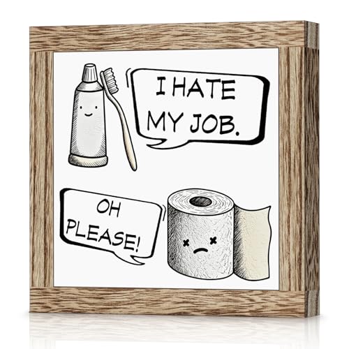 Funny Farmhouse Wooden Bathroom Sign - Rustic Toilet Decor with Variation 005