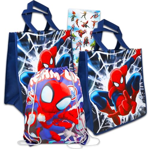 Spider-Man Tote and Drawstring Bag Set for Kids - Reusable Party Favors