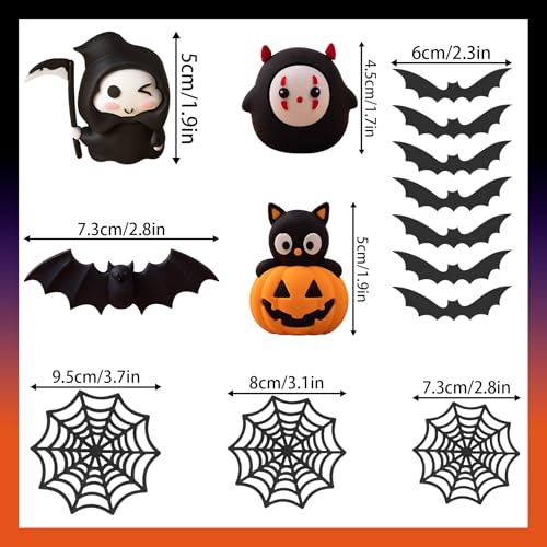 Halloween Cake Toppers Pumpkin Spider Web Decorations Set - 14 pcs