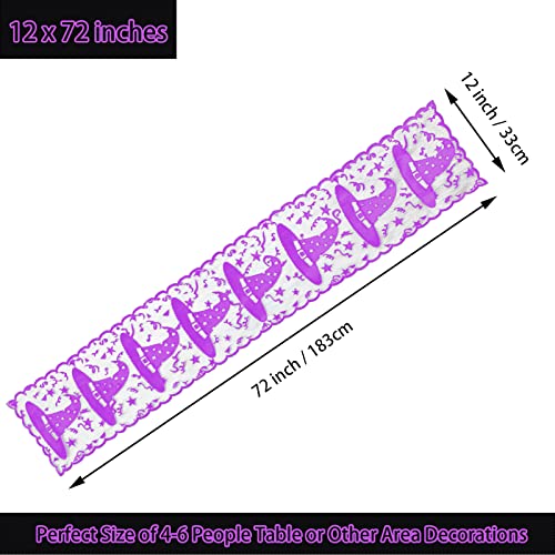 Halloween Table Runner Lace Witch Hat Decor for Party & Dinner - Purple