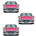 Pink Convertible Photo Booth Props Set - 3 Pieces for 50s Retro Theme Party - 25" x 36.5" - Pink & Rock & Roll Variation