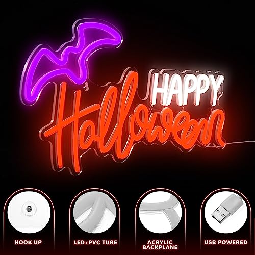 Halloween Neon Sign Bat Neon Light Wall Decor - USB Powered