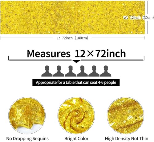 Yellow Sequin Table Runner 12x72 Inches - 2 Pack, Elegant Table Decor