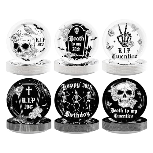 Death to My 20s Gothic Paper Plates - 9 Inch Dark Birthday Party Supplies