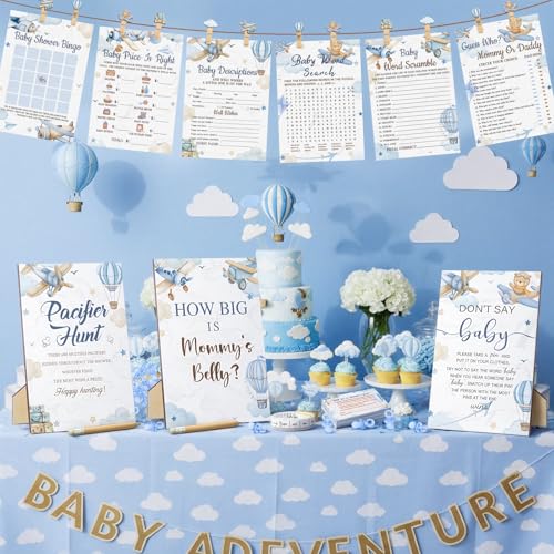 Blue Airplane Baby Shower Game Set 476 Pieces - Baby & Toddler Activity Supplies