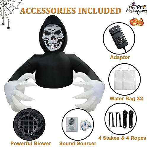 7.7FT Inflatable Halloween Grim Reaper with Sound & LED Lights for Outdoor Yard Decor