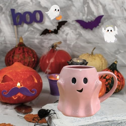 Halloween Ghost Mug 3D Cute Ghostface Ceramic Coffee Cup - Pink