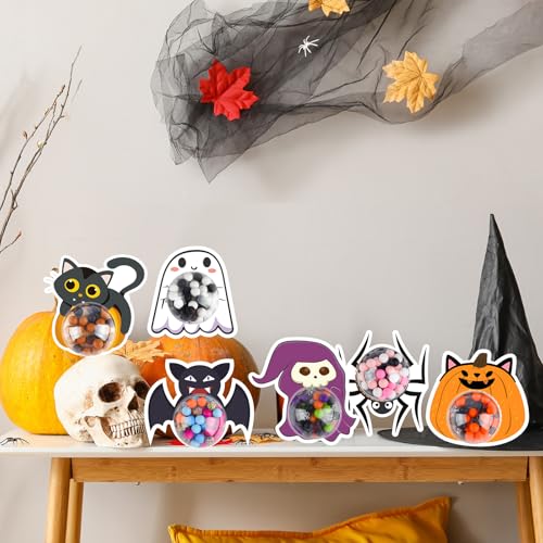Halloween Candy Holder Cards with Clear Domes - 24 Pack for Trick or Treat