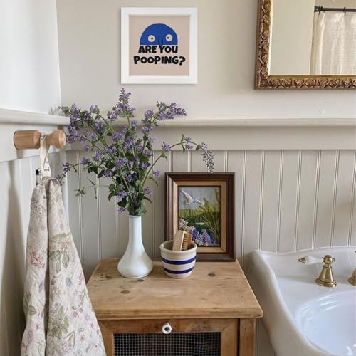 Funny Bathroom Wall Art Decor - Are You Pooping 7x7 Inch Wooden Frame