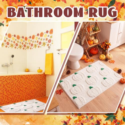 Pumpkin 3D Bathroom Rug 19.7 x 31.5 Inch Fall Tufted Bath Mat - Autumn Decor