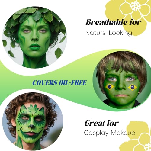 Green Water-Based Face & Body Paint for Halloween Cosplay 30ml - Safe & Easy to Use
