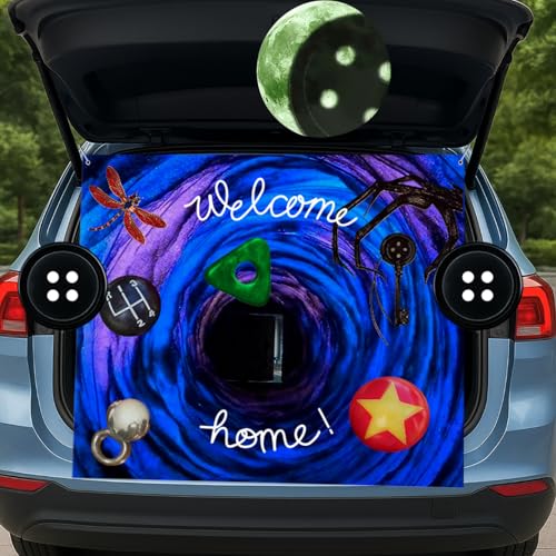 Halloween Car Trunk Decorations Kit with Welcome Banner & Stickers for SUV