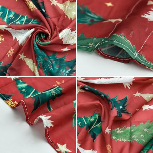 2Pcs Christmas Red Sheer Curtains 52x96in with Xmas Tree Star Foil - Holiday Home Decor