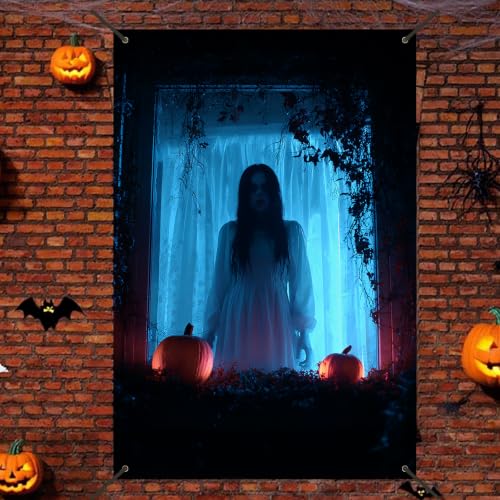 Ghost Window Cover - Halloween Decor, 31x47 Inches, Polyester, Variation CC01666