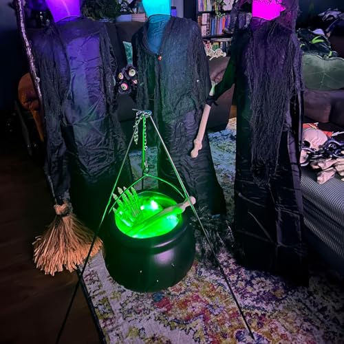 Outdoor Halloween Witches Cauldron with Tripod & LED Lights - Large Yard Decor