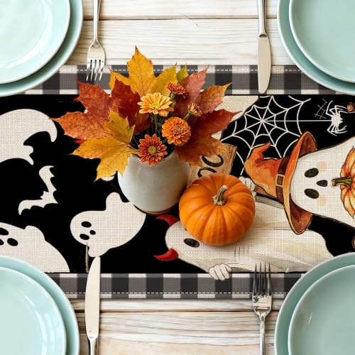 Halloween Table Runner 13x72 Inch Spooky Decor Black - Indoor Party