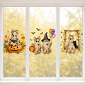 Halloween Window Clings - Cute Ghosts & Pumpkins Static Decal Set - Autumn Ghost Trio Variation