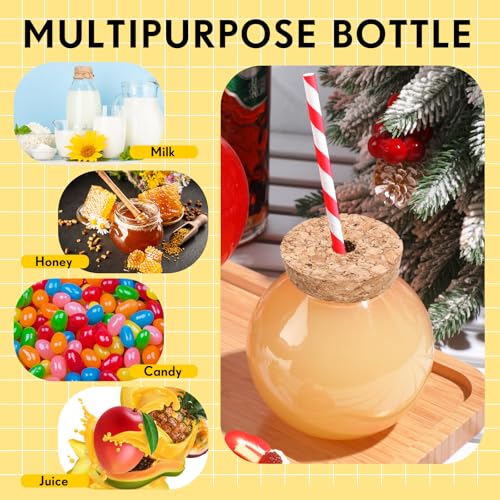 Red Plastic Fish Bowl Cups with Cork & Straws - 10oz Party Drinkware Set