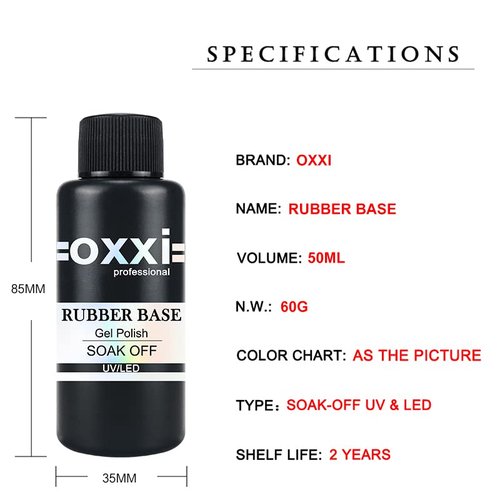 OXXI Professional Big Size 50ML Rubber Base Coat Gel Nail Polish Tpo Hema Free,Large Capacity Refill Pack Nail Base Coat