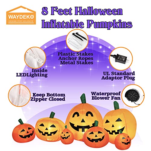 Halloween Inflatable Pumpkins Yard Decoration - Lighted Blow Up 8 Feet - Variation of 7 Halloween Pumpkin