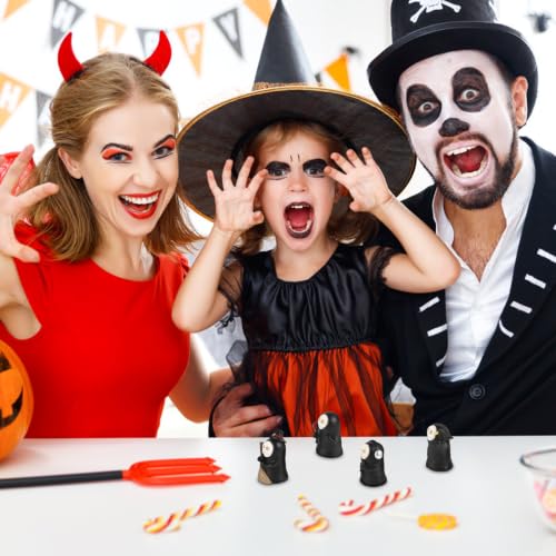 Halloween Ghost Skull Face Resin Figurines Set for Party Decor - 4 Pieces