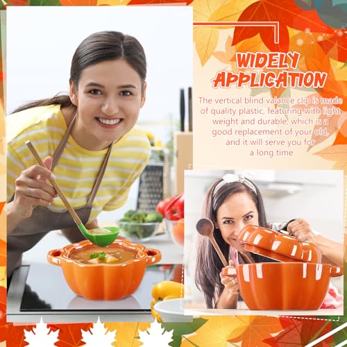 Ceramic Pumpkin Bowls Set of 3 - 15.5 oz Halloween Thanksgiving Decor