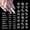 Zodiac Nail Charms Set - 48 Gold & Silver Alloy Signs & Words, Variation 05