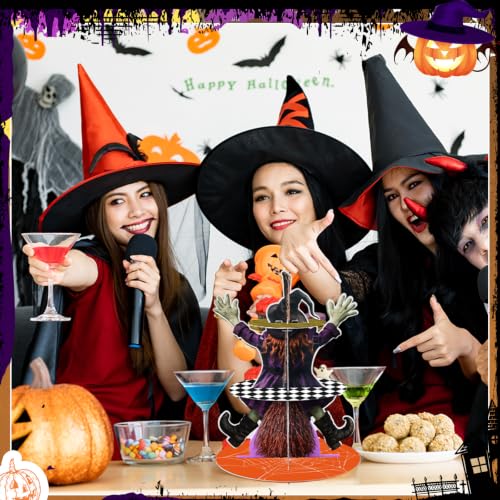Halloween Witch Broom Cupcake Stand - 3 Tiers, Party Decoration, Witch Theme (Variation: Witch Broom)
