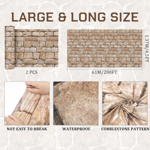 Rustic Brick Tablecloth Roll - 200 Ft x 54 In Stone Pattern Backdrop