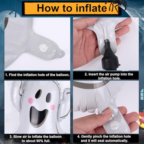 Halloween Ghost & Spider Foil Balloons Set - 9pcs Party Decorations
