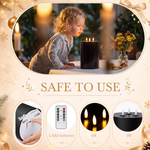 Retisee Black Extra Large Flameless Candle 6" x 8" with Remote - Classic