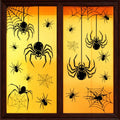 Large Halloween Spider Window Stickers Set - Scary Web Decor for Glass