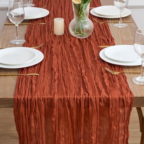 2 Pack Terracotta Cheesecloth Table Runners - Fall Boho Wedding Decor 10FT