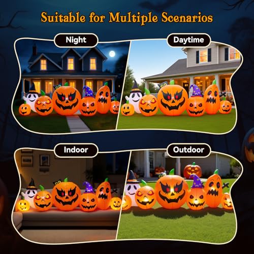 9FT Halloween Inflatable Pumpkin Ghost Decoration Outdoor Yard Halloween Decor - Variation of Pumpkin Inflatable