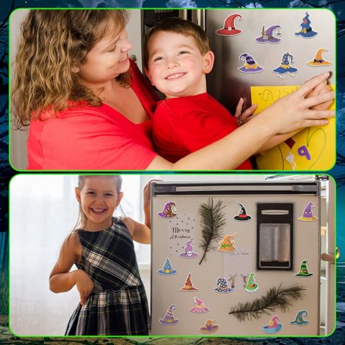 Halloween Diamond Art Magnet Set - Witch Hat Glow in Dark Magnets, 30 Pieces, Versatile Sizes